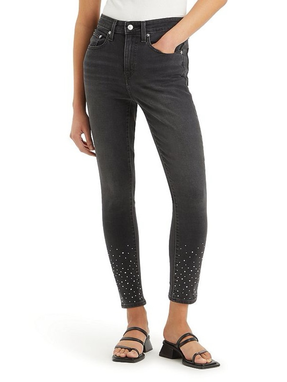 Levi's Black Studded Cropped Skinny Jeans